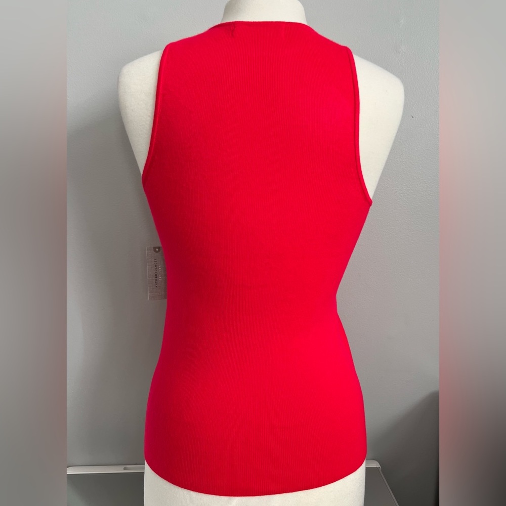 Anthropologie High Neck Tank Top Shirt Womens L LP Petite Neon Pink Red Coral - Picture 6 of 16